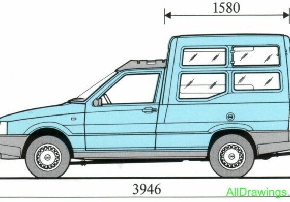 Fiat Fiorino Kombi (1989) (Фиат Фиорино Комби (1989)) - чертежи (рисунки) автомобиля